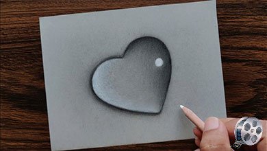 نقاشی قلب با مداد سیاه