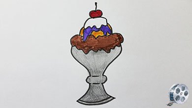 نقاشی بستنی شکلاتی با مداد سیاه