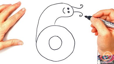 نقاشی حلزون با ماژیک سیاه