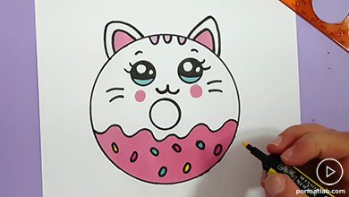 آموزش نقاشی بچه گربه با ابزار