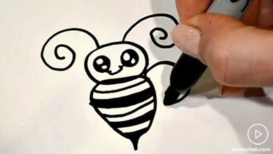 نقاشی زنبور با ماژیک