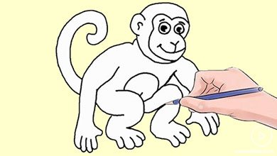 آموزش مرحله به مرحله نقاشی میمون