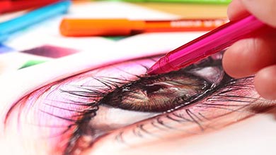 آموزش نقاشی چشم با خودکار رنگی