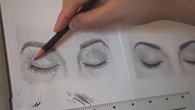آموزش نقاشی چشم های بسته در طراحی چهره