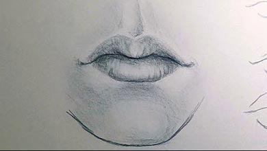 نقاشی دهان با مداد سیاه