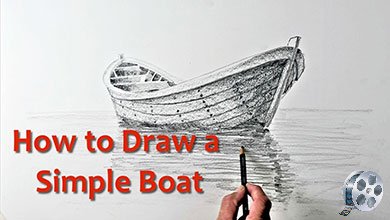 نقاشی قایق بر روی دریا