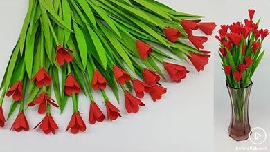 گلهای زیبا و قرمز کاغذی
