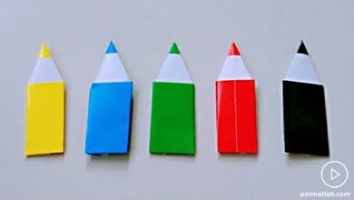 کاردستی اوریگامی مداد رنگی
