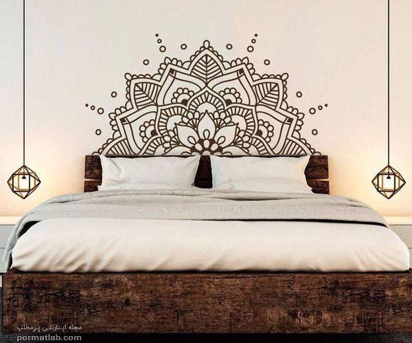 مدل استیکر دیواری طرح ماندلا مناسب دیوار پشت تخت خواب