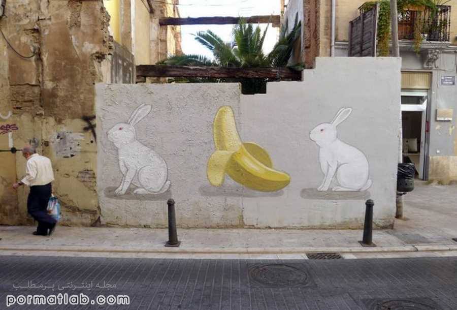 نقاشی هنرمند اسپانیایی بر روی دیوارها