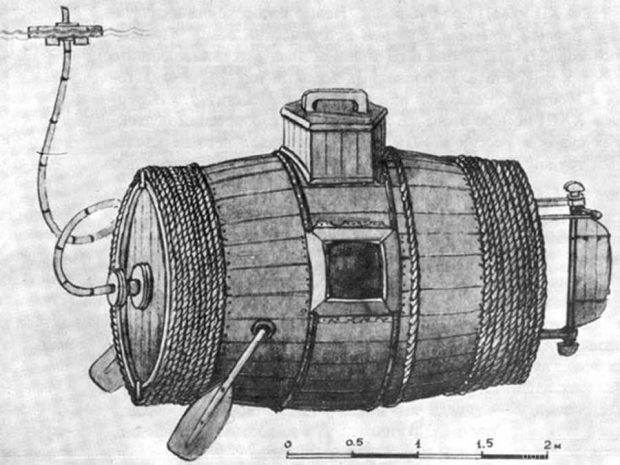 اولین زیردریایی جهان ساخته شده از یک بشکه چوبی